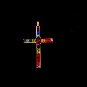 Colored glasss cross pendant